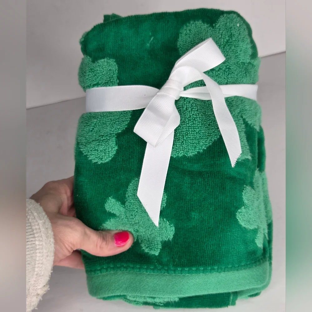 Caro Green Shamrock Thick Cotton Kitchen Bath Hand Towels Set St Patricks‎ Day